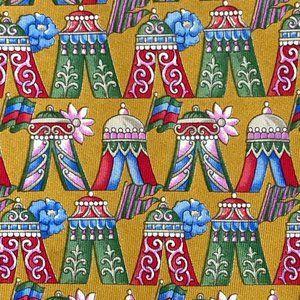 Rare LEONARD Paris Colorful Blue Red green Yellow Tents & Flowers